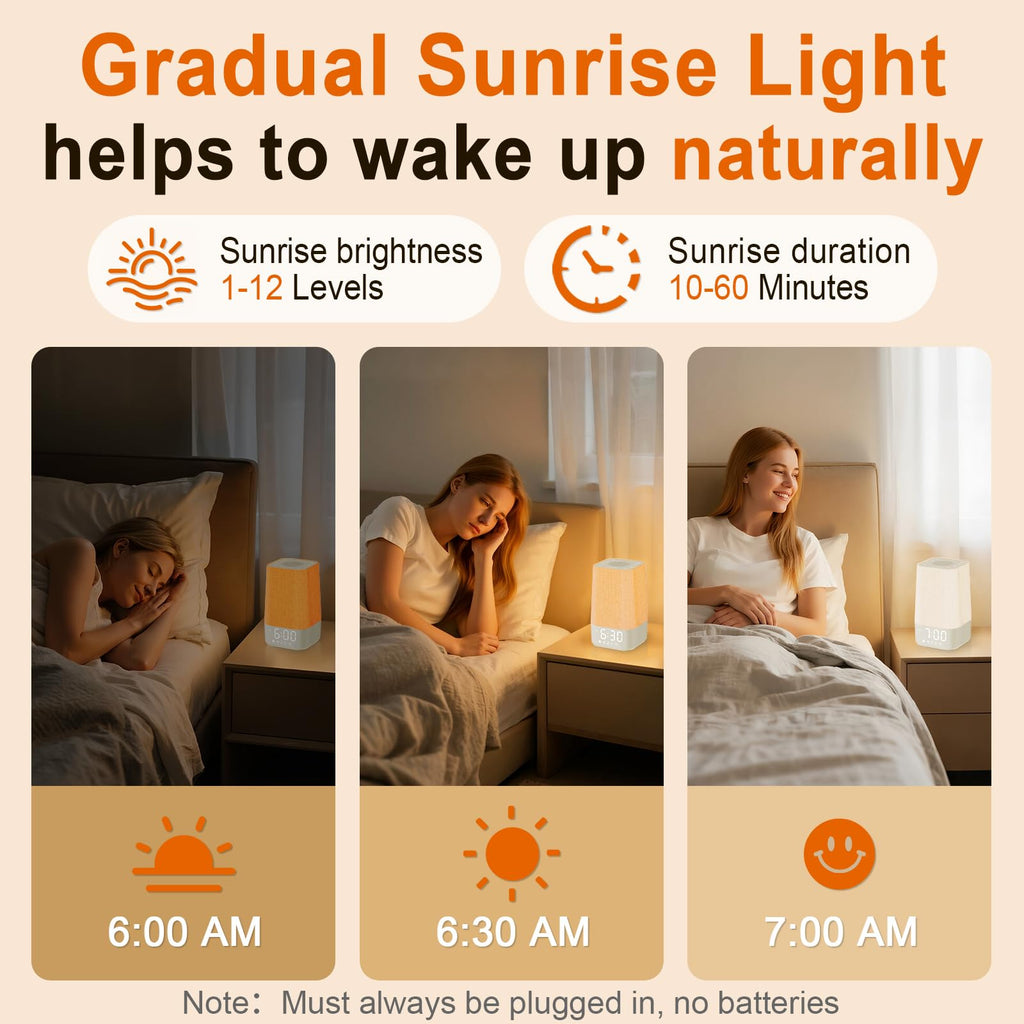 Sunrise Alarm Clock with Sound Machine, Gentle Wake Up Light for Bedroom