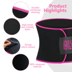 AMZBOSS Waist Trainer for Women Lower Belly Fat, Waist Sweat Band for Women, Belly Band Sweat Belt, Stomach Wrap, Body Shaper, Great Gym Accessories for Sauna, Working Out, Fitness, Medium Black/Pink