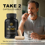 Brain Honey Capsules - Official BrainHoney Advanced Support Formula All Natural Ingredients Daily Premium Pills Vitamins for Brain Health and General Wellness, 60 Capsules for 1 Month