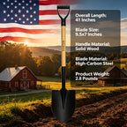 KOLEIYA 41 Inch Round Point Shovel for Digging,Heavy Duty Garden Shovel with D-Handle,Wooden Handle,Ideal for Gardening,Landscaping,Beach,and Snow Removal