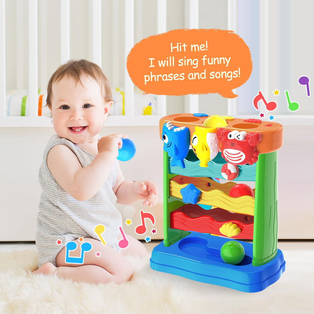 Toys for 1 2 3 Years Old, Interactive Feeding Toy with Music, Montessori Toys for Boy Girl, Musical Cause and Effect Game for 12+ Months, Christmas Birthday Gifts for Baby Toddlers Age 1-3