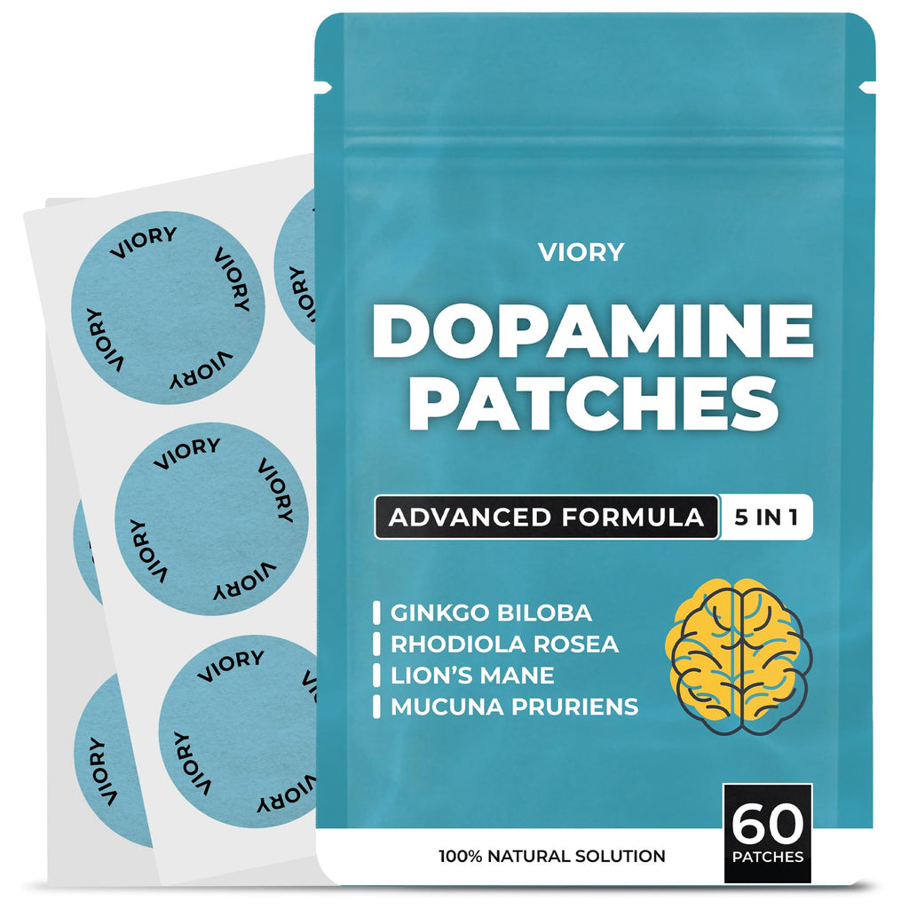 VIORY Dopamine Patches | Mood & Positivity | with Lion’s Mane, Rhodiola Rosea, Ginkgo Biloba, 5-HTP | Dopamine & Serotonin Balance for Women and Men | 60 Days Supply