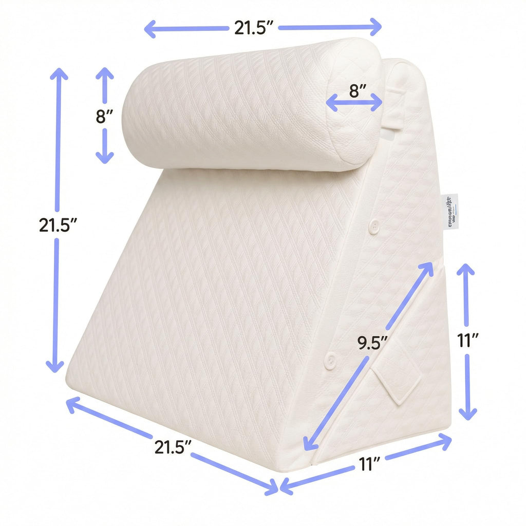 Flexicomfort Bed Wedge Pillow for Sleeping -Adjustable Post Surgery Pillow (7 in 1) -%100 Memory Foam -Head Support Cushion -Incline -Leg Elevation -Pregnancy - Snoring - Washable Cover -Large 24 Inch