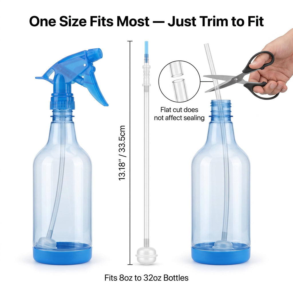 Flexible 360° Spray Bottle Adapter with Weighted Tube, Universal Fit Sprayer Nozzle Replacement for Upside Down Spraying, Flexible Dip Tube Attachments for Car Detailing & Cleaning (5 Pack)
