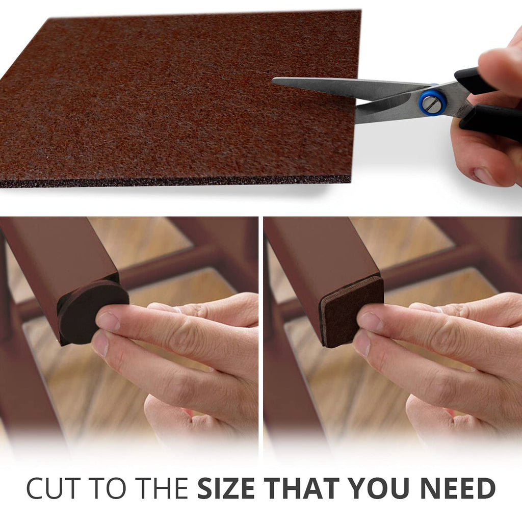 Felt Furniture Pads X-PROTECTOR - 10 Pack Premium 8”x6” Heavy Duty 1/5” Felt Sheets! Cut Furniture Felt Pads for Furniture Feet You Need – Best Furniture Pads for Hardwood Floors! Brown