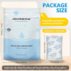 Moisture Absorbers – 100 Gram 40 Packs Silica Gel Packets Food Grade Silica Packets with Color Indicating, Premium Desiccant Packs for Food, Electronics, Closet, Jewelry and Safe Storage