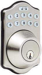 Amazon Basics Electronic Keypad Deadbolt Door Lock with Auto Lock, Customizable User Codes, One-time Codes, Touch-Control Keyless Entry, Traditional, Satin Nickel, 1-Pack