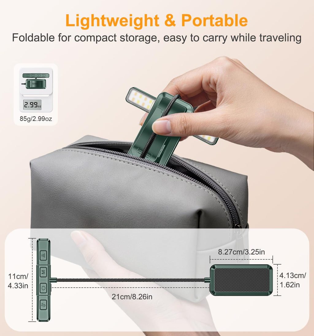 Gritin 2026 Gen 2 Book Light for Reading- 32 Eye Caring Full Spectrum LED, 5 Colors & 5 Brightness, Adjustable Wide/Narrow Beam, Upgrade 1500mAh Long-Lasting Clip on Light for Book Lovers-Forest Green