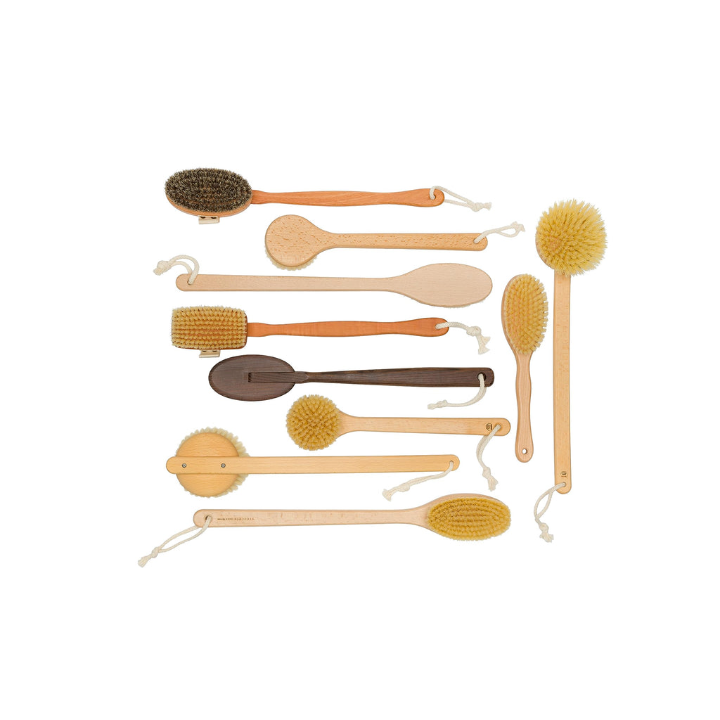 REDECKER Bath and Foot Brush - Extra-Long Oiled Beechwood Handle - Stiff Tampico Fiber Bristles Exfoliate Skin - 24 inches - Wood Scrub Brush with Long Handle - Made in Germany