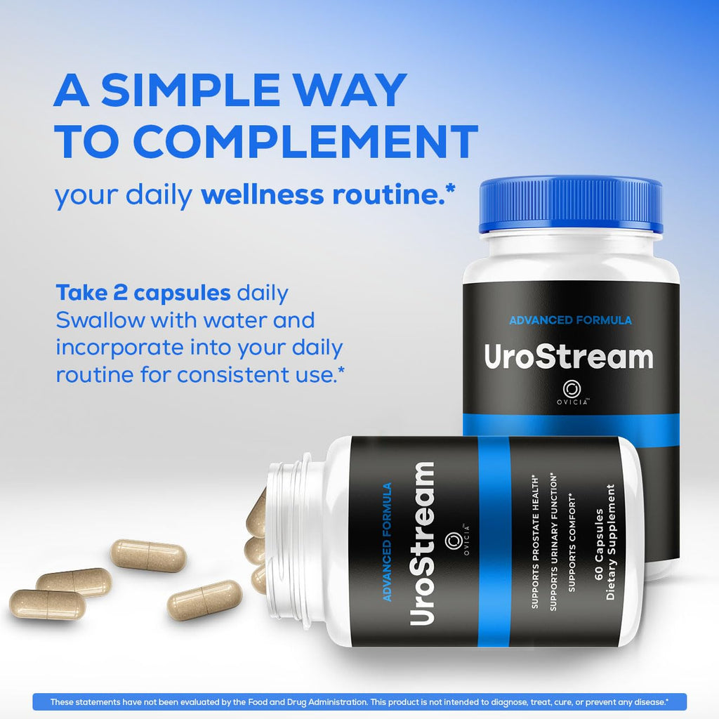 (2 Pack) UroStream Capsules - Official Urostream Pills Advanced Premium Formula Support Maximum Strength, All Natural Ingredients Vitamins for Overall Health & Wellness, 120 Capsules for 2 Months