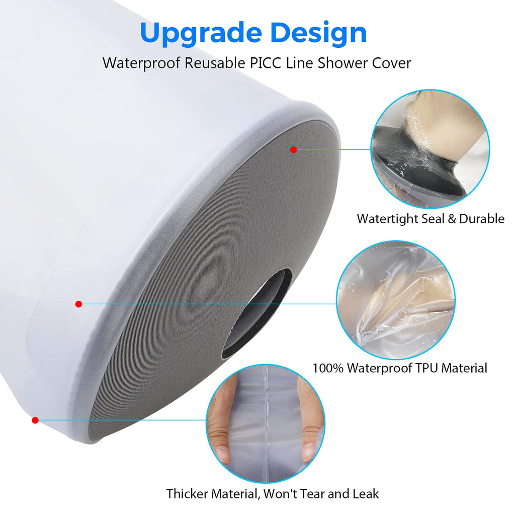 PICC Line Shower Cover, PICC Line Covers for Upper Arm, Reusable IV&PICC Line Sleeve, Waterproof Cast Covers for Shower Arm Sleeve Protector for Chemotherapy Broken Elbow Bandage Dressing Wound