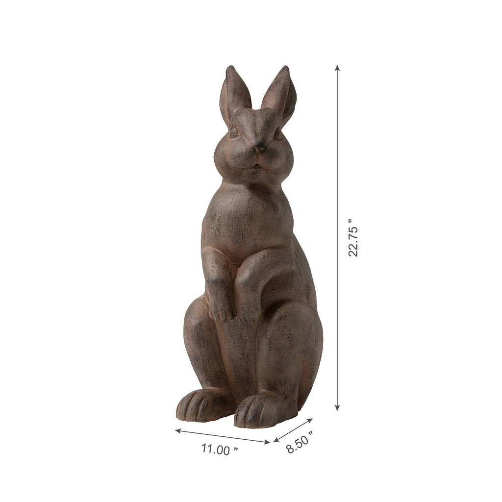Glitzhome Rabbit Garden Statue Outdoor Standing Bunny Sculpture Lawn Decor, 22.75 Inch, Bronze