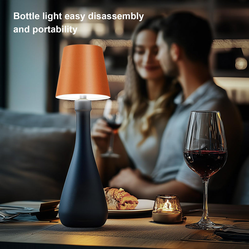 SOUDFK Wireless Bottle Lamp, 2024 New 3 Color Rechargeable Wine Bottle Lights for Bars Restaurants (Bronze, 1PC) v