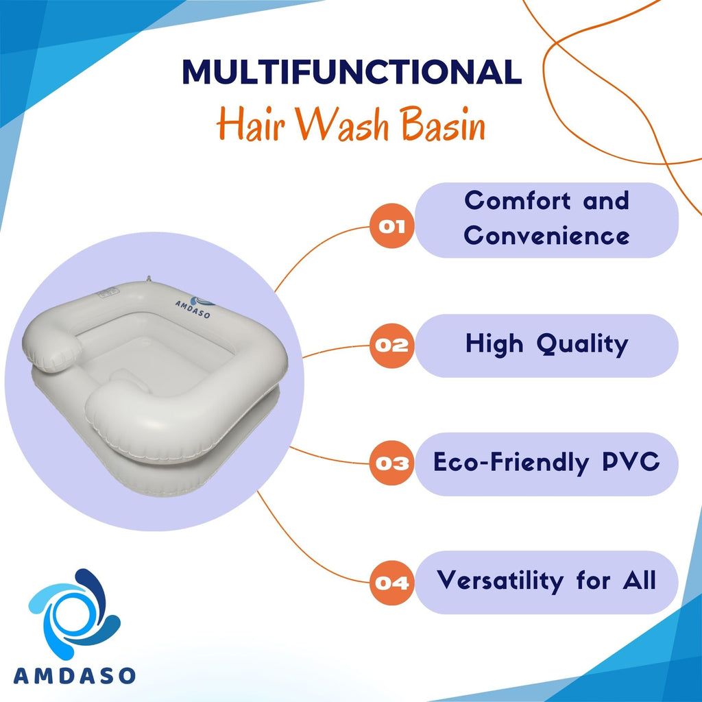 AMDASO Portable Hair Washing Station, Locs Detox Tub, Portable Shampoo Bowl, Inflatable Wash basin, Hair washing basin for bedridden, Dreadlock accessories, Inflatable Shampoo Basin