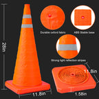 TENKAIWICK 28 Inch 4 Pack Traffic Cones with Storage Bag, Collapsible Safety Cones, Multi Purpose Pop-up Cones with Reflective Collar, Orange Cones for Parking lot, Driveway, Driving Training etc
