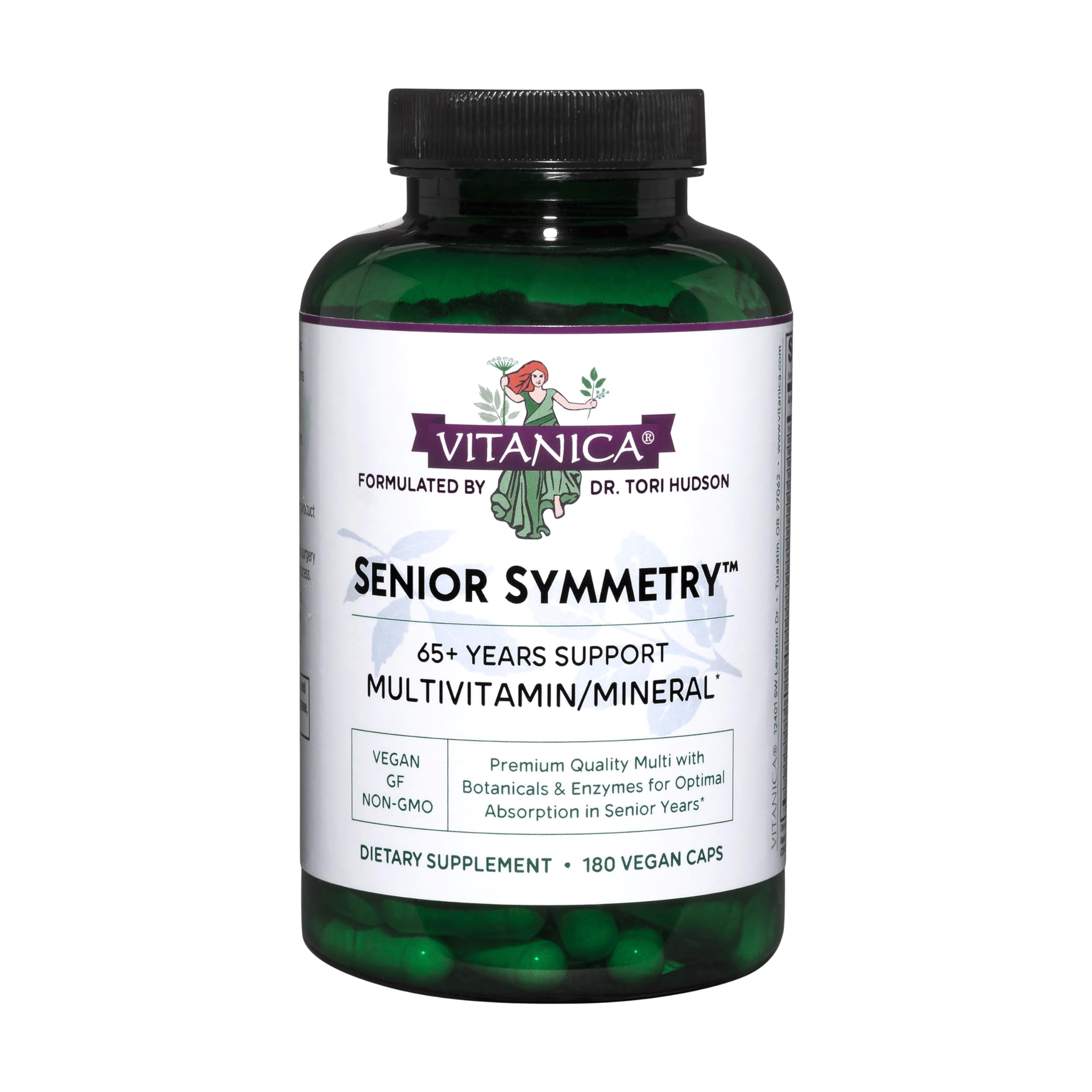 Vitanica, Senior Symmetry, 65 Years and Up Multivitamins and Minerals, Vegan, 180 Capsules