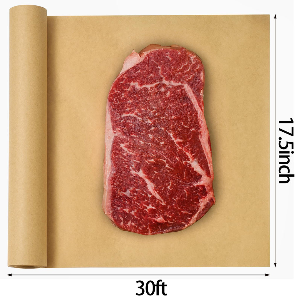 XKDOUS 17.5” x 30’ Brown Butcher Paper Roll for Smoking Meat, BBQ, Grilling