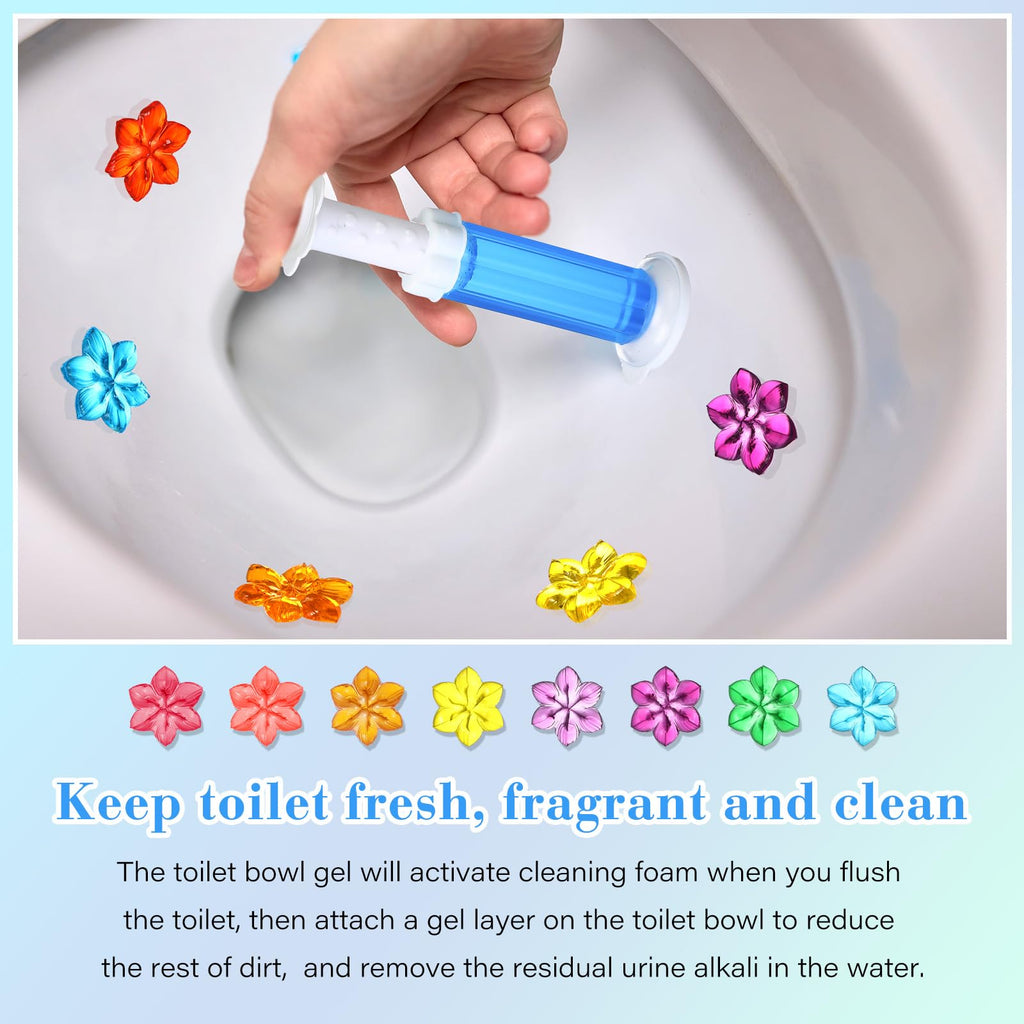 Heigble 16 Pcs Flower Toilet Gels 224 Count 8 Kinds Stamp Bowl Gel Scent Toilet Stain Removal Cleaner Air Freshener Flower Stamps Pack for Bathtubs Bathroom