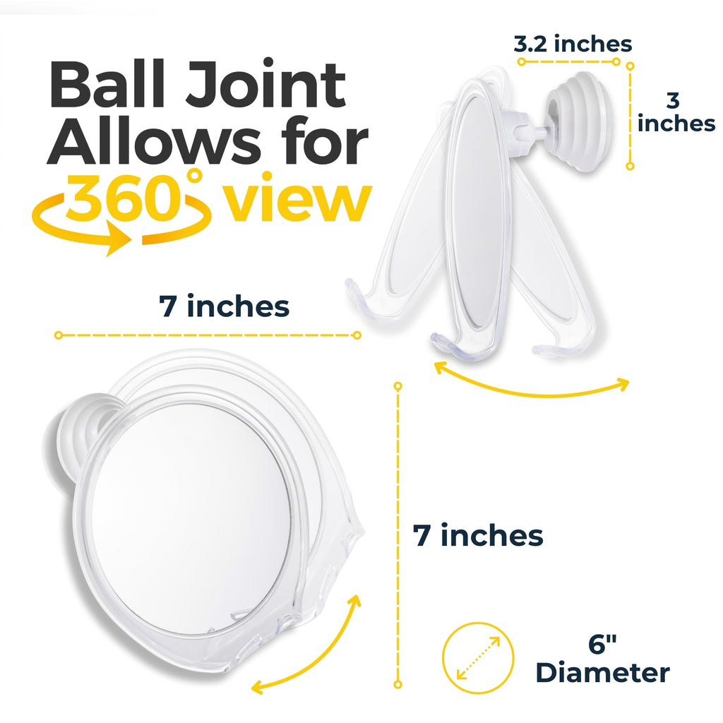 HONEYBULL Fogless Shower Mirror for Shaving with Suction Mount, White