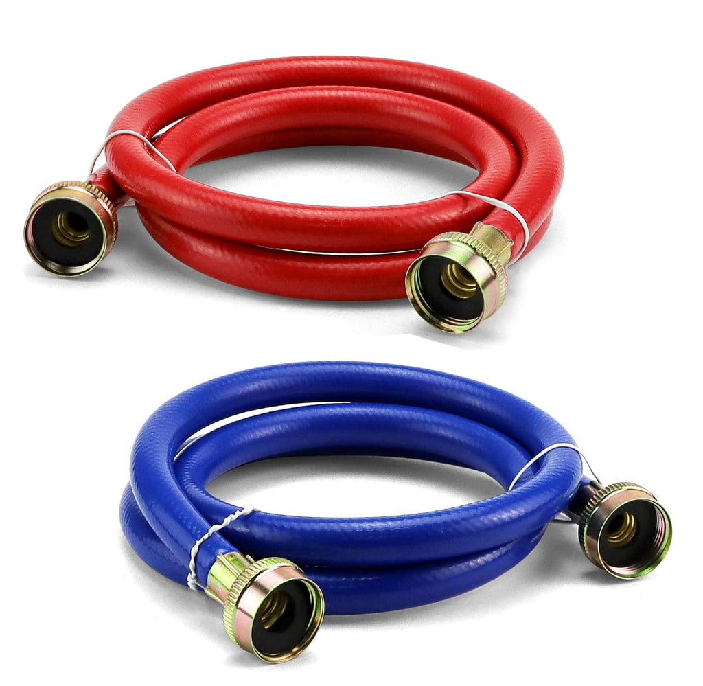 4FT Rubber Washing Machine Hoses for Washer Flexible Burst-proof Rubber Hot and Cold Water hoses 3/4 inch NPT Washer Water Hoses - 2 pack by Fetechmate