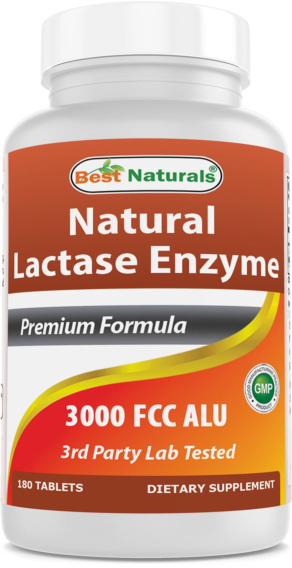 Best Naturals, Fast Acting Lactase Enzyme, 3000 FCC ALU, 180 Tablets (180 Count (Pack of 3))