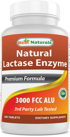 Best Naturals, Fast Acting Lactase Enzyme, 3000 FCC ALU, 180 Tablets (180 Count (Pack of 3))