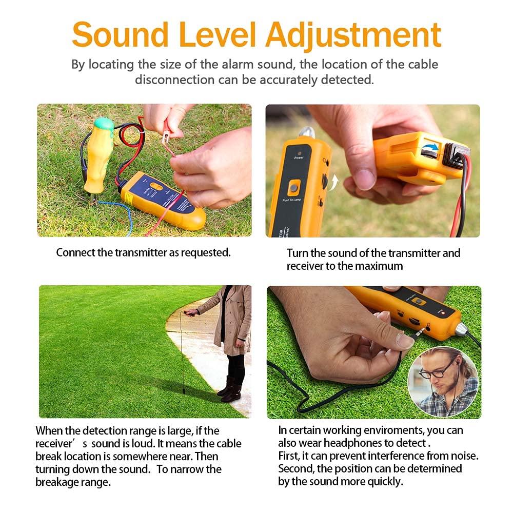 KOLSOL F02 Underground Cable Locator, Wire Tracer with Earphone, Cable Tester for Dog Fence Cables Irrigation Control Wires