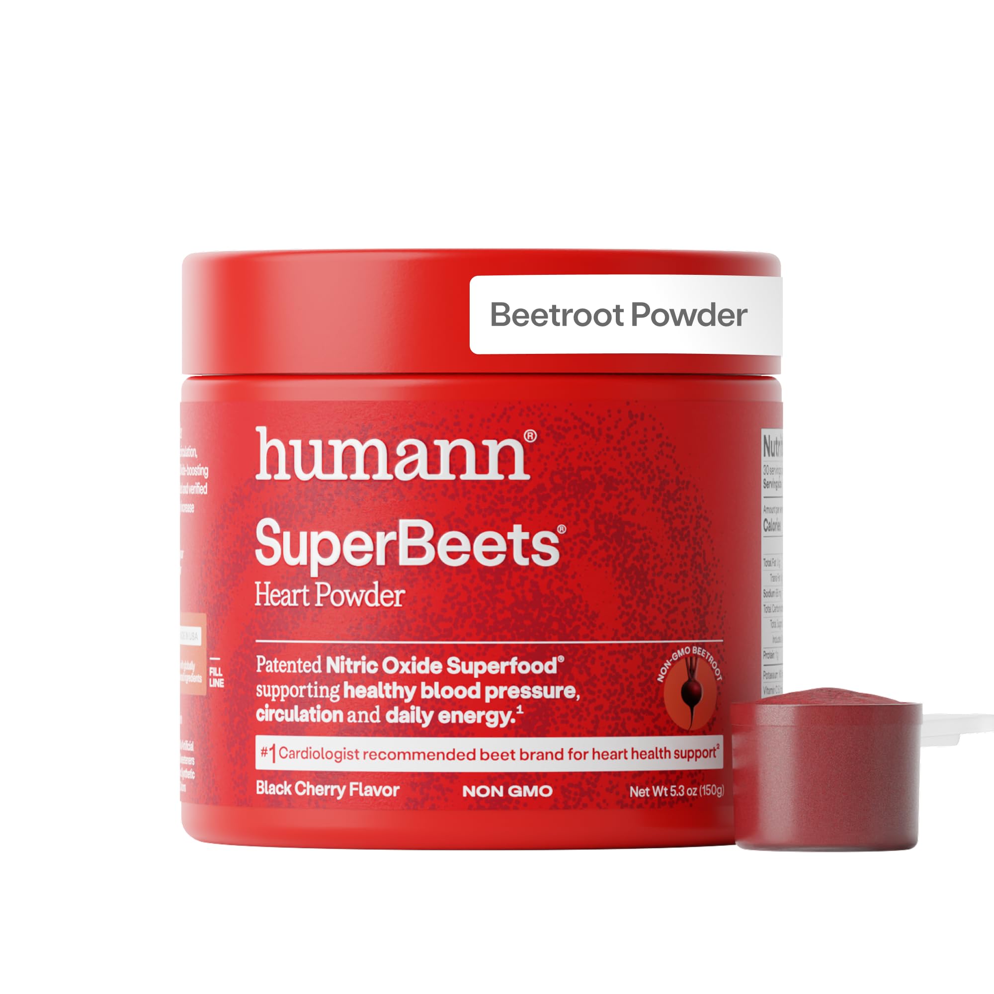 HumanN SuperBeets Beet Root Powder - Non-GMO Beetroot Superfood - Nitric Oxide Supplement for Heart Health, Circulation & Blood Pressure Support - Black Cherry, 30 Servings