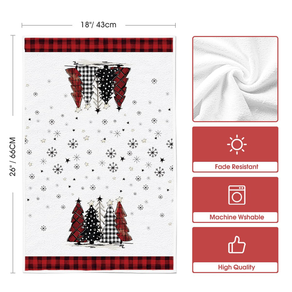 Artoid Mode Red Black Snowman Christmas Kitchen Towels Set of 4 18x26 Inch