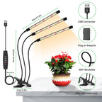 LPMZMBL LED Grow Lights for Indoor Plants, 3Heads Grow Lights for Seed Starting, 10 Dimmable Levels & 3 Timer Modes (3/9/12H), Adjustable 360° Gooseneck with Clip, Plant Grow Light 2 Pack