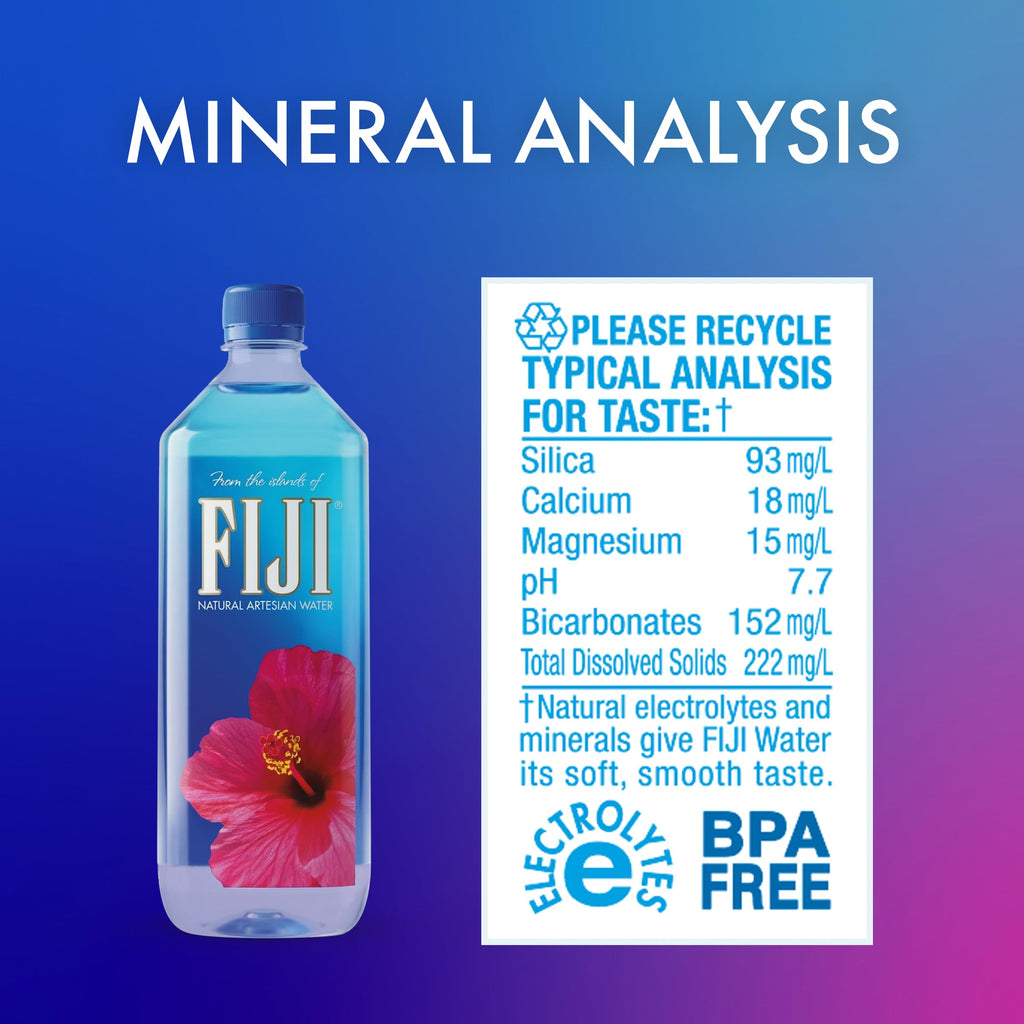FIJI Natural Artesian Bottled Water, 1 Liter / 33.8 Fl Oz (Pack of 12)