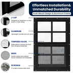 COLORPAPA 2 Pack Shed Windows,16" x 16" Small Sliding Windows,Flush Mount Windows with Tempered Glass and Fiberglass Screen for Shed, Chicken Coop, Playhouse, Household, Garage, Barns (Black)
