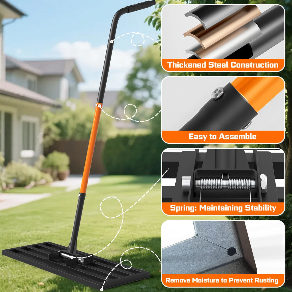 COZEER 30" x 10" Leveling Rake,Leveler Tool with 78" Adjustable Handle