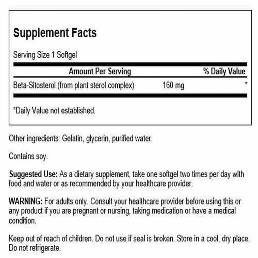Swanson Beta Sitosterol - Plant Sterol Formula - (60 Capsules, 160mg Each) (2 Pack)