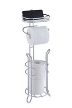 SunnyPoint Bathroom Heavyweight Toilet Tissue Paper Roll Storage Holder Stand with Reserve and Shelve, The Reserve Area Has Enough Space to Store Mega Rolls. (Chrome)