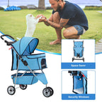 BestPet | 3-Wheel Pet Stroller | Dog and Cat Stroller | Breathable Mesh | Lightweight Travel Carrier | Waterproof & Foldable Design | Storage Basket | Black | for Daily Walks & Outdoor Use