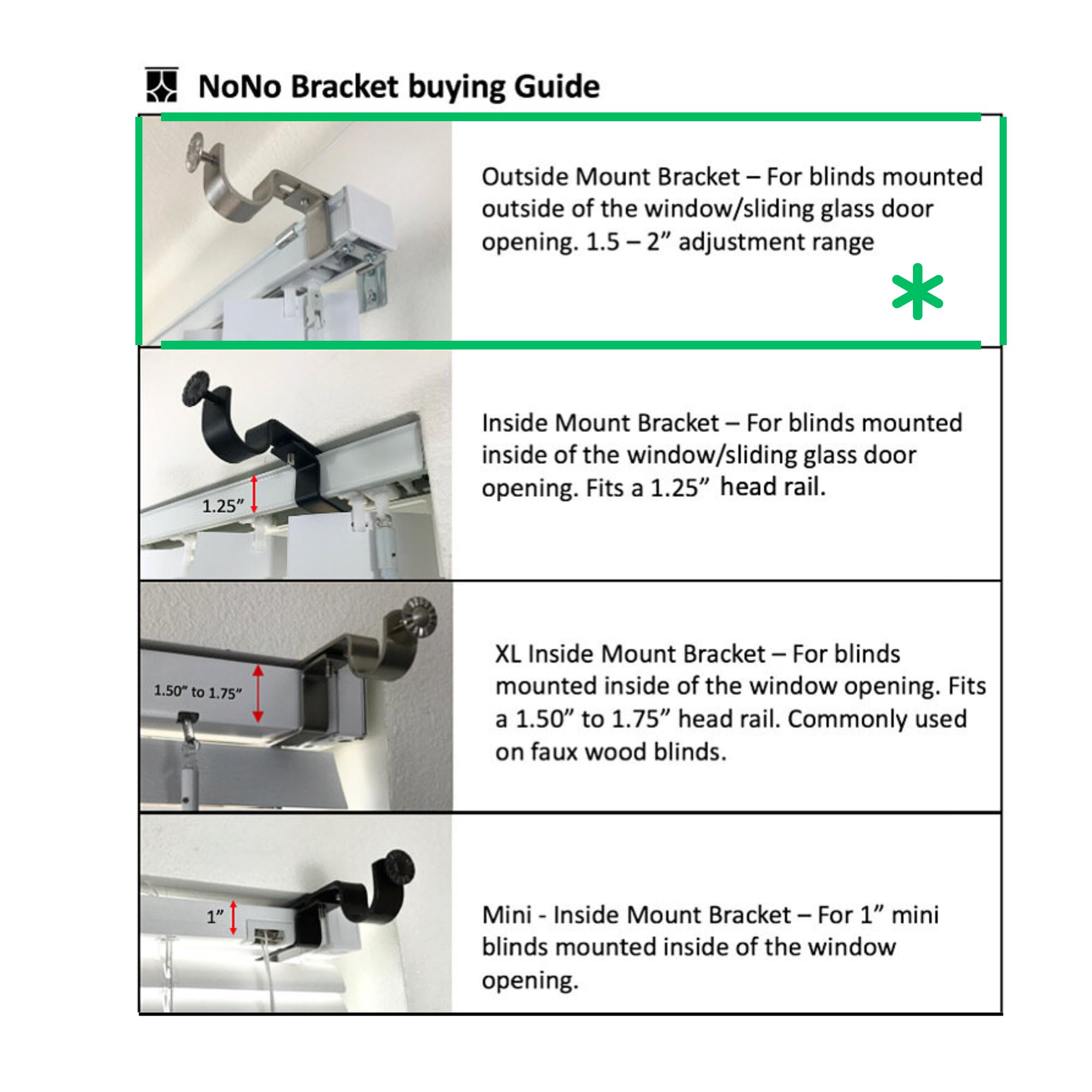 NONO Bracket – No Drill Curtain Rod Bracket for Vertical Blinds, Outside Mounted Blinds Clip On Attachment Set of 3, No Drilling Required, Renter Friendly, Fits Rectangular Headrails