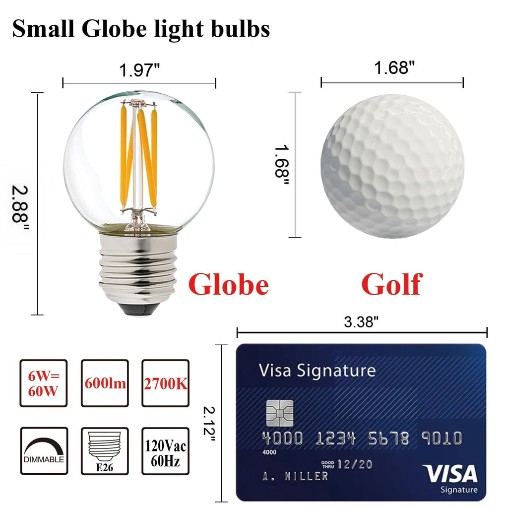 LiteHistory Dimmable E26 Edison Bulb G16.5 Light Bulb 6W Equal 60 watt Light Bulb AC120V Warm 2700K E26 led Bulb for Pendant,Chandeliers,Vanity,Wall sconces Edison Light Bulbs 60 Watt 600lm 6Pack