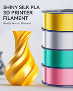 SUNLU 3D Printer Filament Bundle, PLA+ Silk Filament Multicolor 1.75mm, Individually Vacuum Packed, 250G Spool, 8 Rolls, 2kg in Total, Light Gold+Silver+Purple+Red+Orange+Yellow+Pink+Bronze
