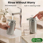 GentleJet WaveJet Automatic Foaming Soap Dispenser Touchless Sensor, USB-C Rechargeable, 304 Stainless Steel, IPX5 Waterproof for Bathroom Kitchen Sink, 12 oz / 350 ml