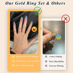 10 PCS 14K Gold Rings for Women, Simulated Diamond Criss Cross, Size 11