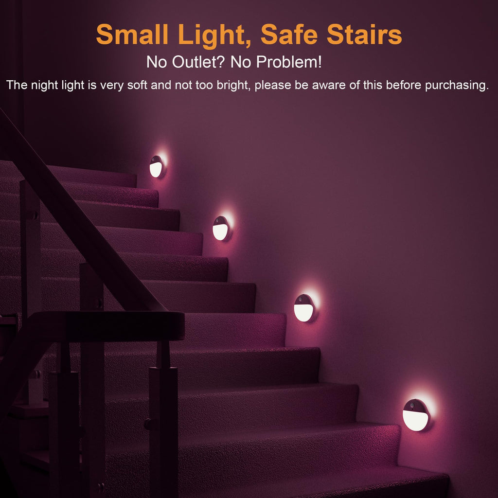 YUNLEX 2 Pack Pink Battery Night Light, Motion Activated Night Light, 2.6" Small Sticky Lights, 3 Light Modes, Dimmable Soft Glow for Bedroom, Nursery, Baby, Kids, Sleep, Soothing Fear of The Dark