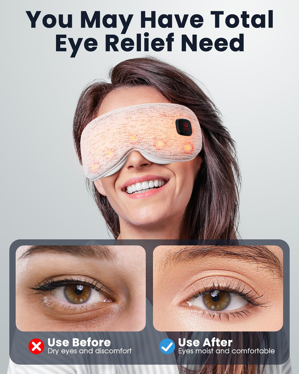 Heated Eye Mask - Cordless Eye Mask for Dry Eyes, FSA-HSA Eligible, Eye Relief, Improved Sleep, Washable Eye Heating pad for Travel and with Replaceable Shell