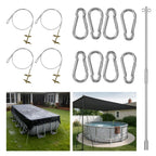 SIHAIAN Earth Anchors Kit with Driving Rod and Hook for SIHAIAN Pool Cover(Soft Surfaces),Suitable for anchoring Basketball Hoop, Pool, Trampoline, gazebos, and Orchards
