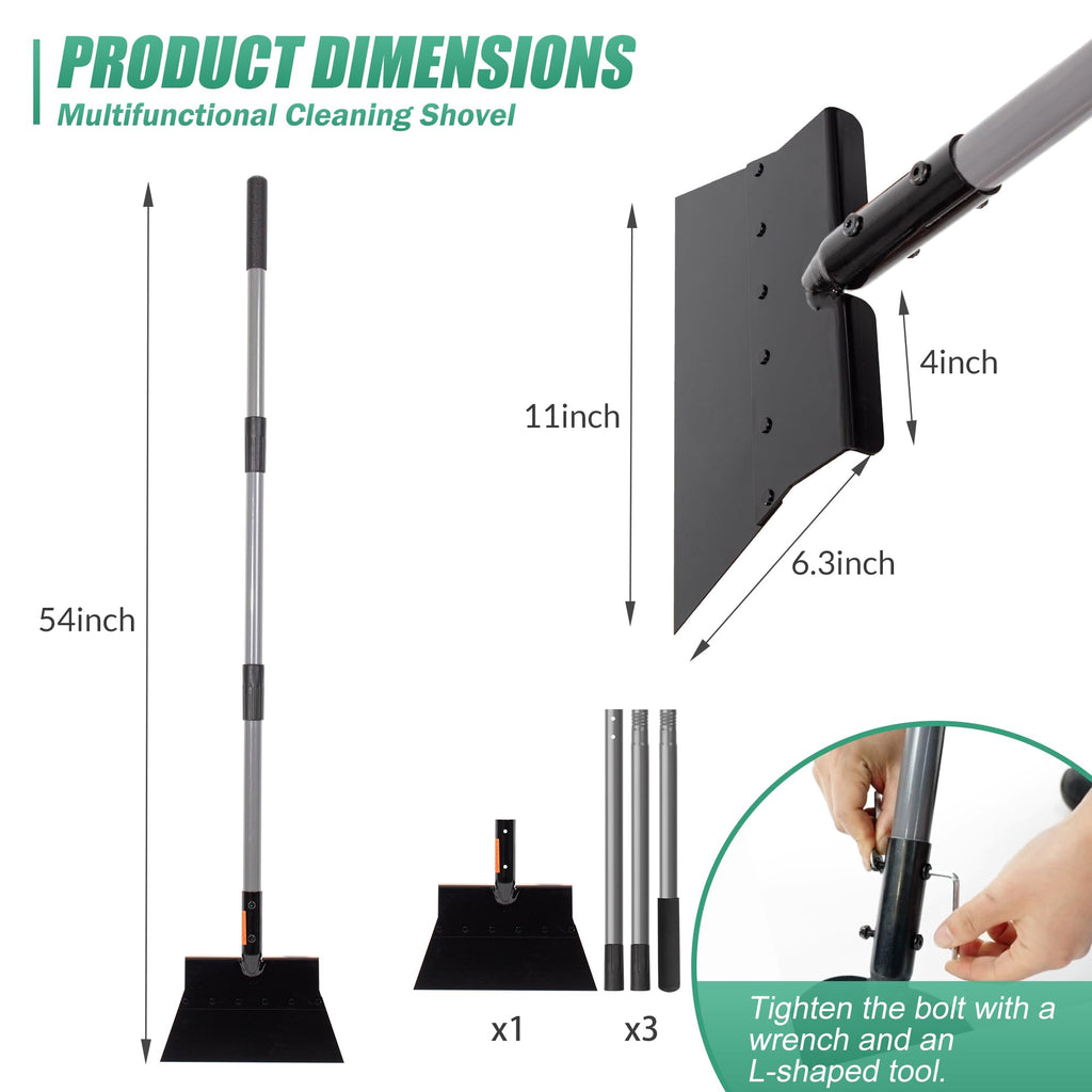 Suchtale Flat Shovel, 11-Inch Floor Scraper, Long Handle Weed Scraper