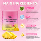 YXSW Women's Probiotics Slippery Elm Gummies, Sugar-Free Feminine Probiotics Gummies Support pH Balance, Gut Health & Immune System, Pineapple Flavor, 60 Count