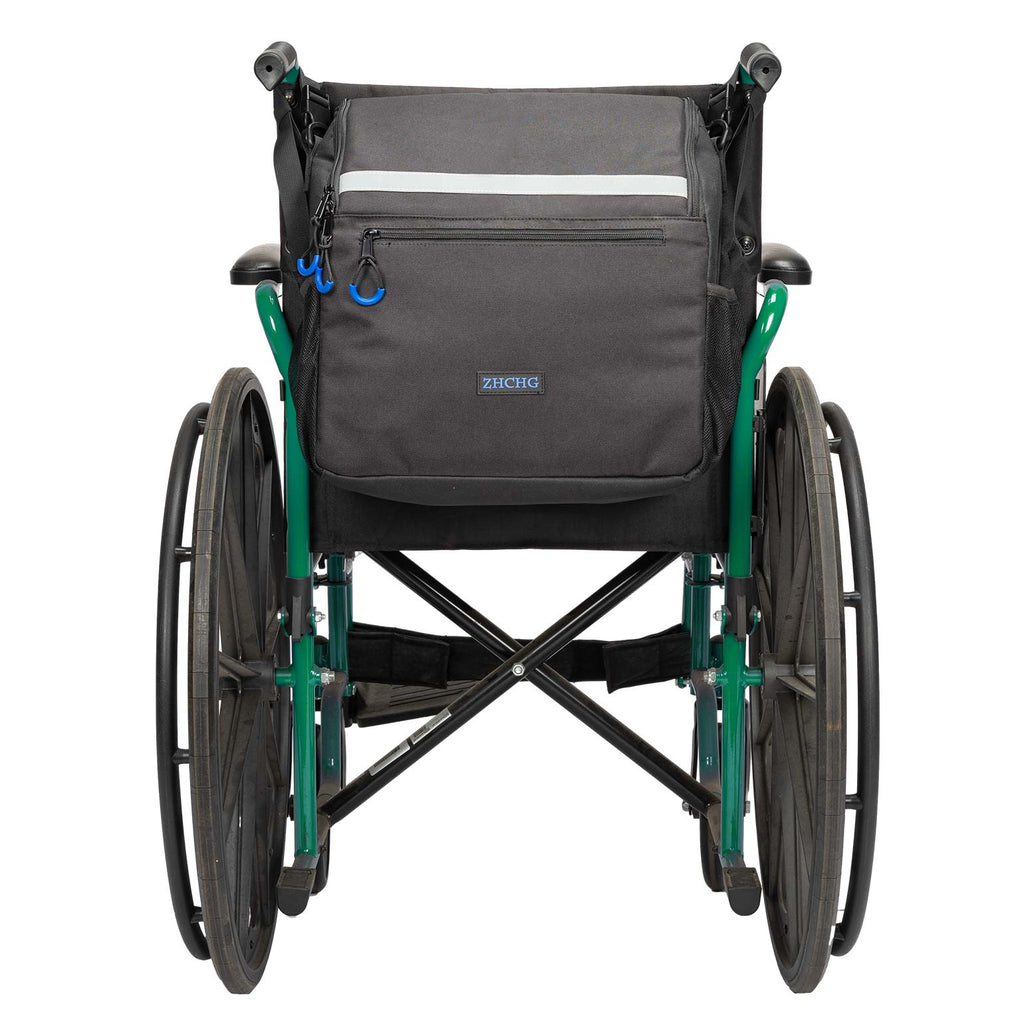 ZHCHG Wheelchair Bags, Wheelchair Backpack with Cup Holder, Wheelchair Bags to Hang on Back, Electric Wheel Chair Accessories, Large Storage Bag for Walker Rollator