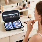Daily Contact Lens Case Fits 30+ Disposable Daily Lenses, Portable Contact Lens Storage Organizer with Mesh Pocket, Travel Contact Solution for All Brand Cosmetic Lens & Accessories -Black (Case Only)