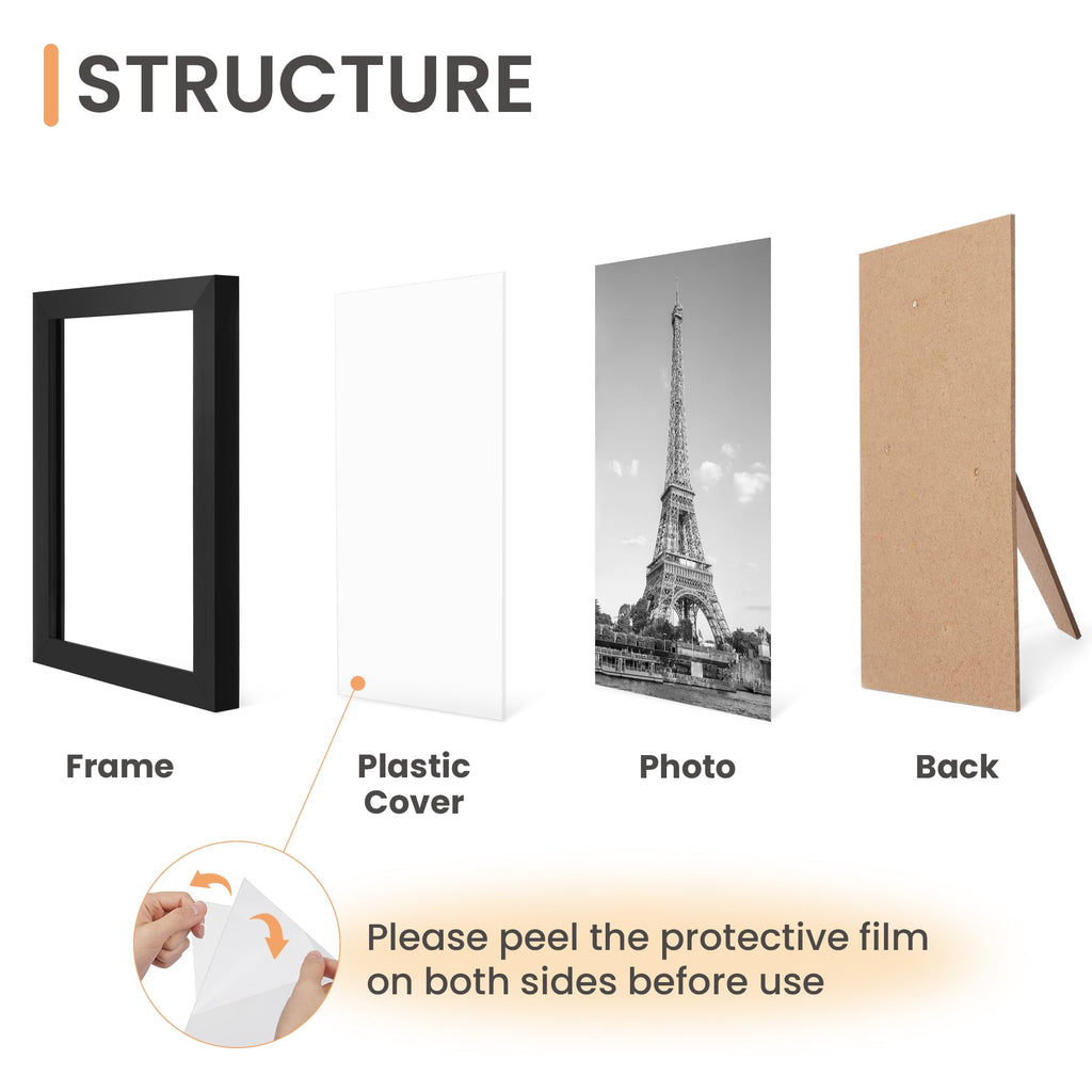 upsimples Picture Frames Set of 10, Including 8x10, 5x7, 4x6 Black Frame