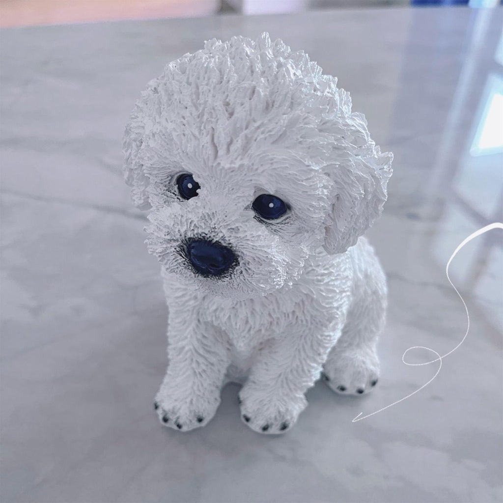 PTAHAN Bichon Frise & Maltese Dog Statue Outdoor - Resin Garden Decor for Pet Lovers, 5.9x4.3x6.3 Inch Weatherproof Figurines, Yard Ornament & Gift for Dog Owners